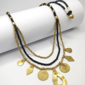 Prakriti Premium: Traditional, indo-western fusion, Dokra Designer Necklace,three line patri