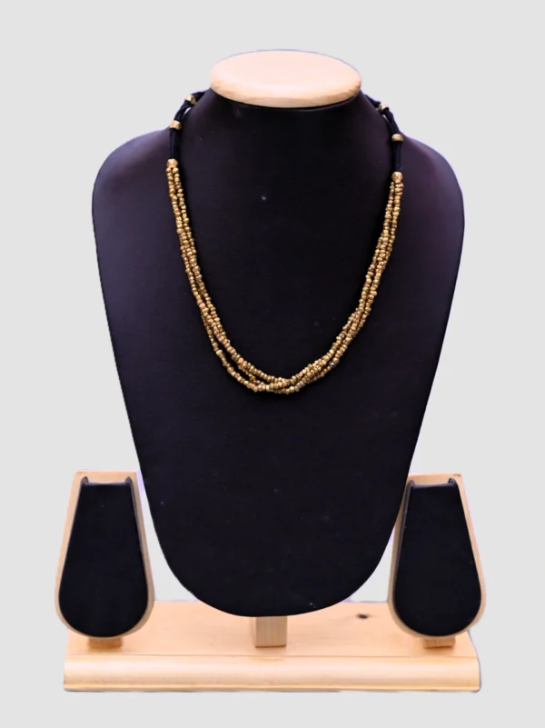Nirmiti Premium: The Dokra three line Beads Necklace