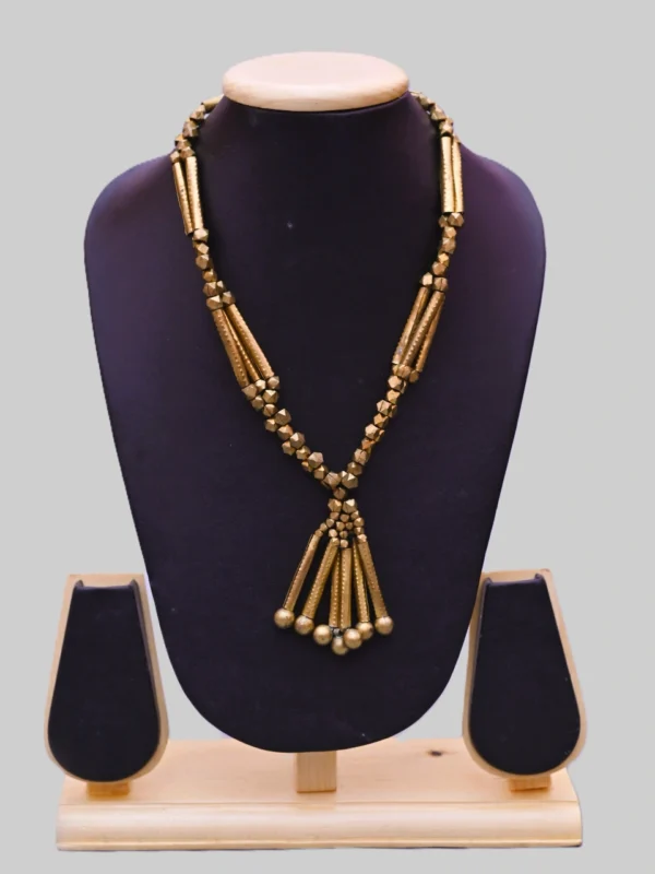 Nirmiti Premium:  Dokra( beads,and pipe), long Necklace