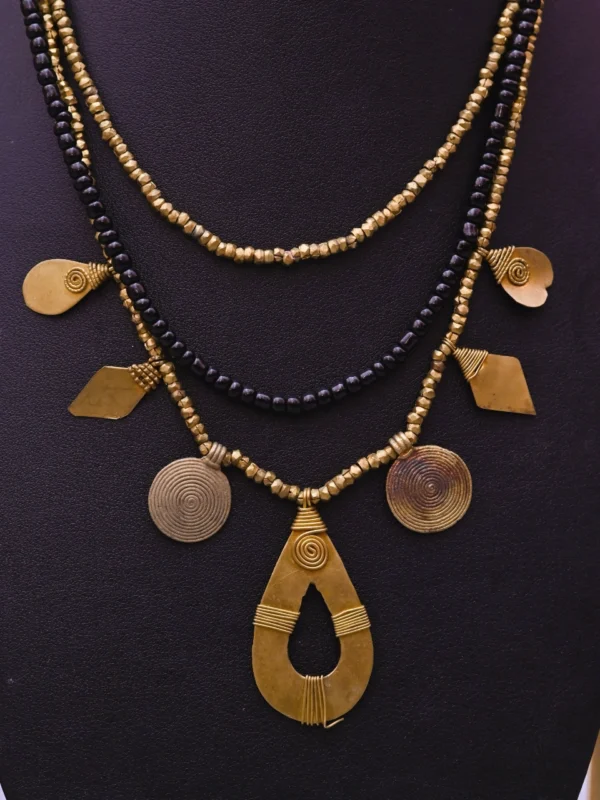 Prakriti Premium: Traditional, indo-western fusion, Dokra Designer Necklace,three line patri - Image 5