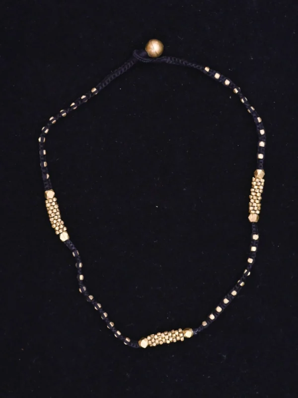 Nirmiti : Beautiful, Dokra choker Beads Necklace in black thread - Image 3
