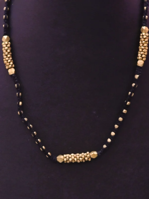 Nirmiti : Beautiful, Dokra choker Beads Necklace in black thread - Image 4