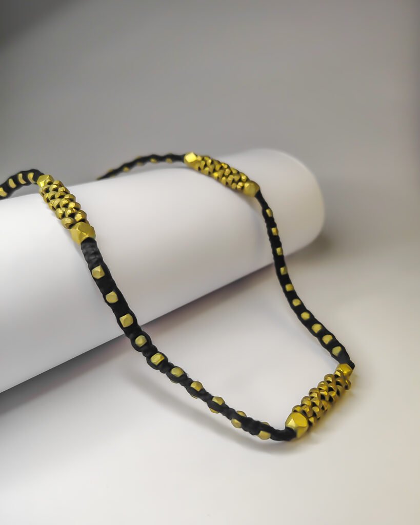 Nirmiti : Beautiful, Dokra choker Beads Necklace in black thread