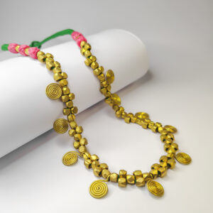 Authentic, dokra spiral necklace with multi colour thread