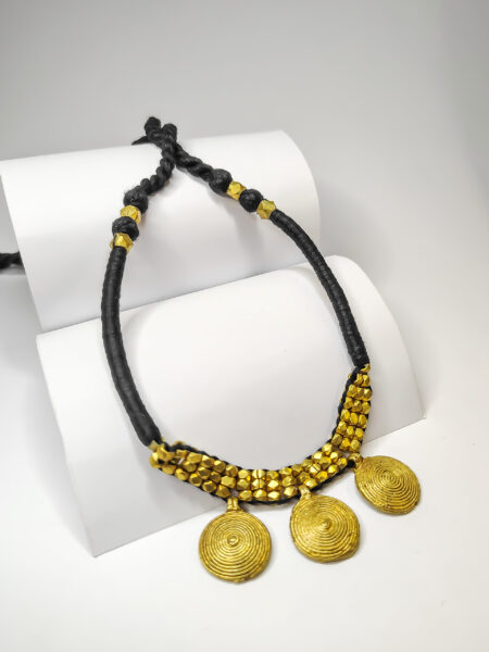 Dokra necklace withbeautiful three coil pendant