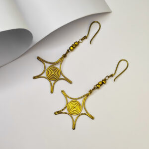 Exclusive, Hand-made, Dokra spiral web shape earrings