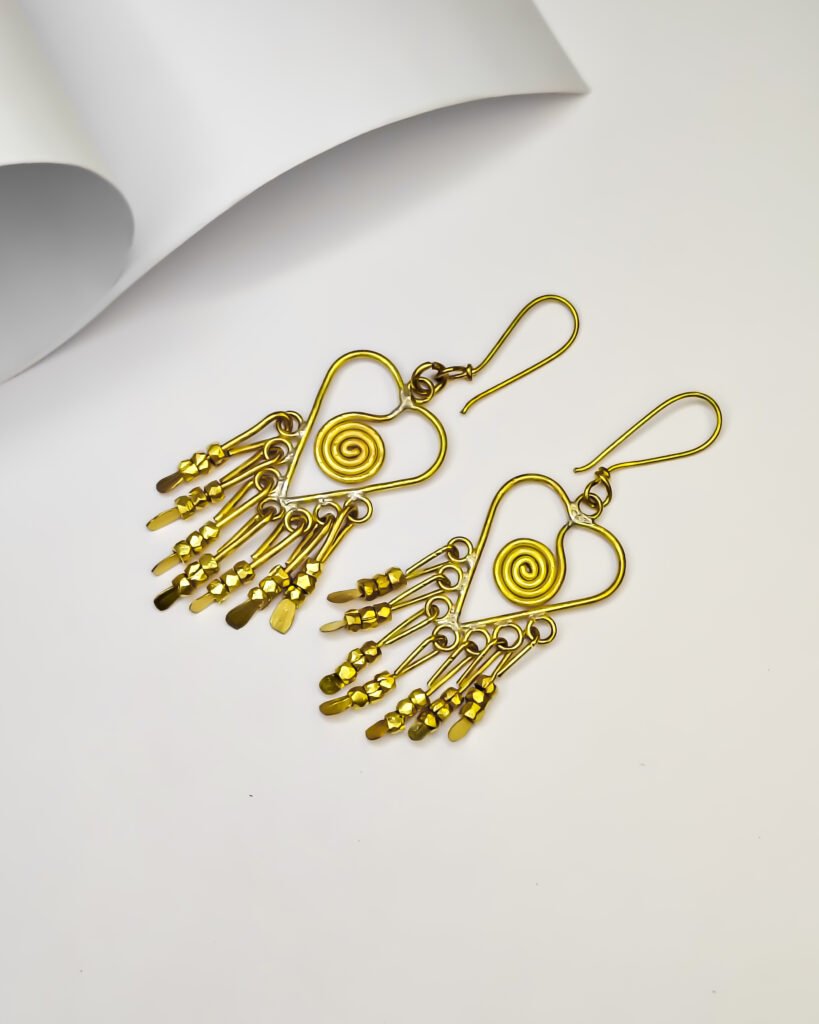 Exclusive, hand crafted, Spiral heart, Dokra earrings