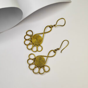 Dokra S-Shape Flower Earrings