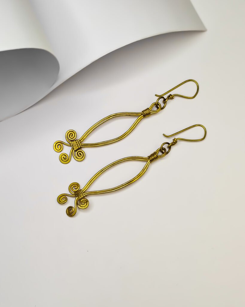 Authentic, Unique, hand-crafted, Dokra spiral fish earrings