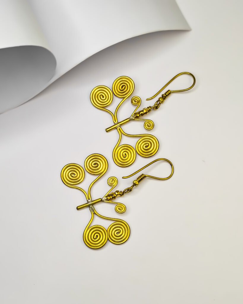 Exquisite , hand crafted ,dokra Spiral Butterfly earrings