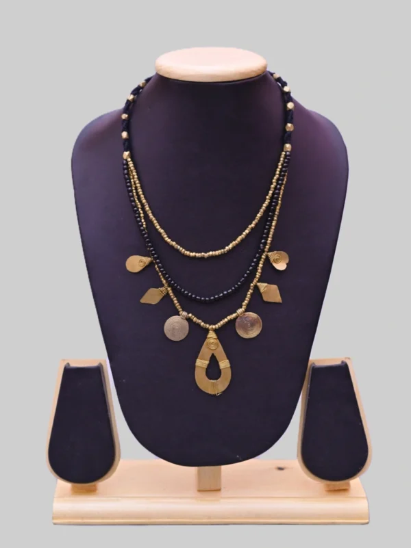 Prakriti Premium: Traditional, indo-western fusion, Dokra Designer Necklace,three line patri