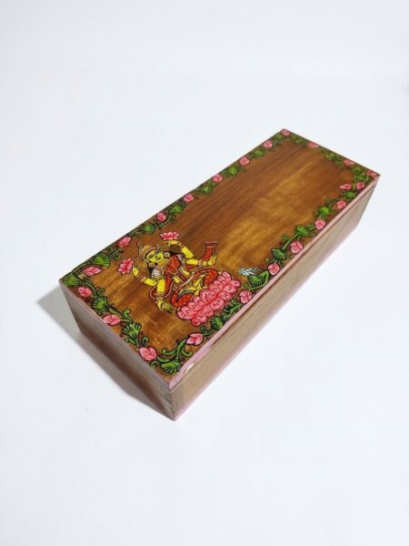 Wooden Box with Well-Crafted Painting of Maa Laxmi