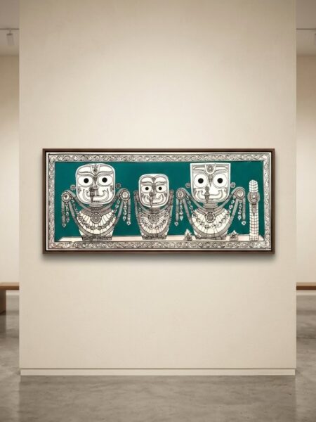Shree Jagannath pattachitra painting on silk,wall decor ,unframed, 20inch*10inch