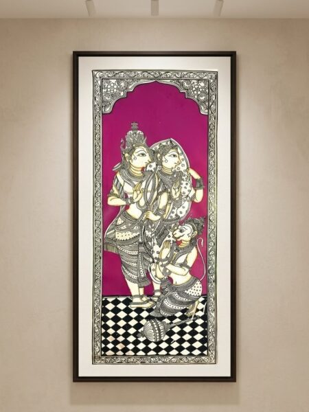 Shree Ramsita Pattachitra painting on silk, wall decor,unframed,20inch*10inch