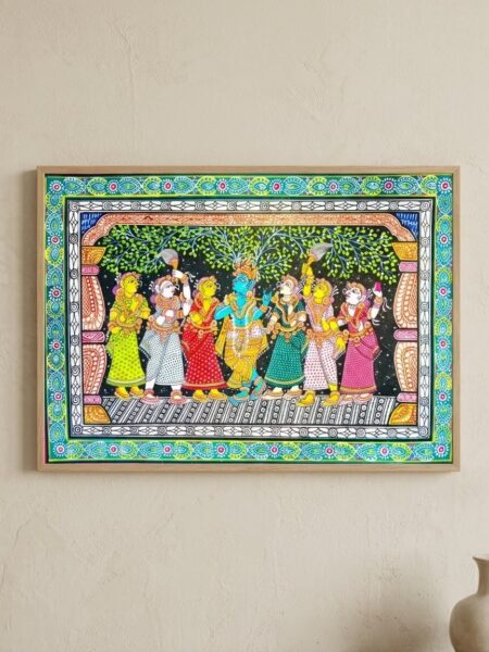 Shree Radhakrishna Pattachitra  painting on patta ,wall decor, unframed,20inch*13inch