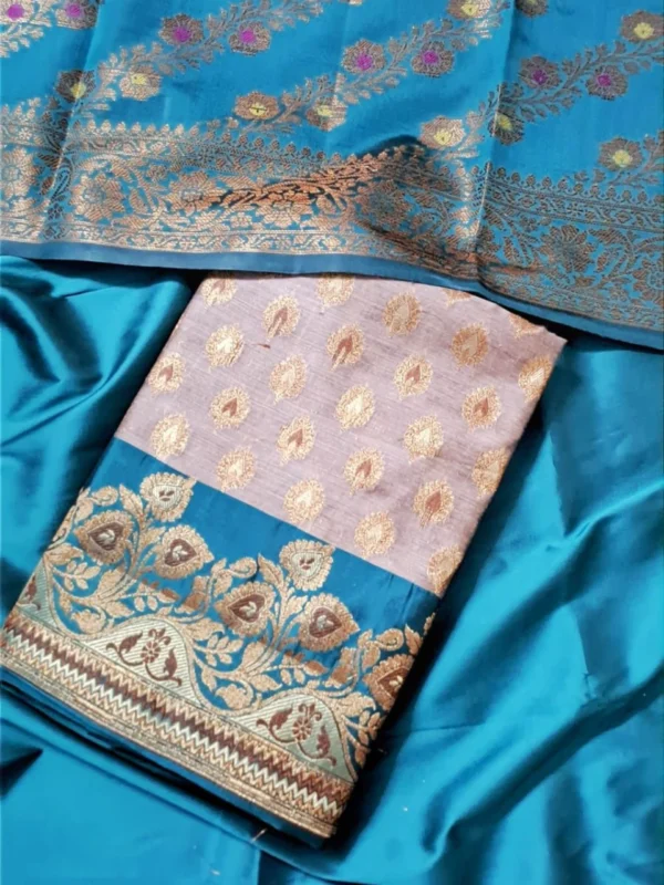 Banarasi Silk Zari Work Premium Suit Material with Heavy Dupatta