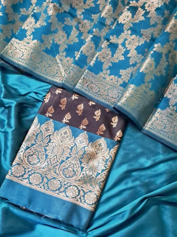 Banarasi Silk Zari Work Premium Suit Material with Heavy Dupatta