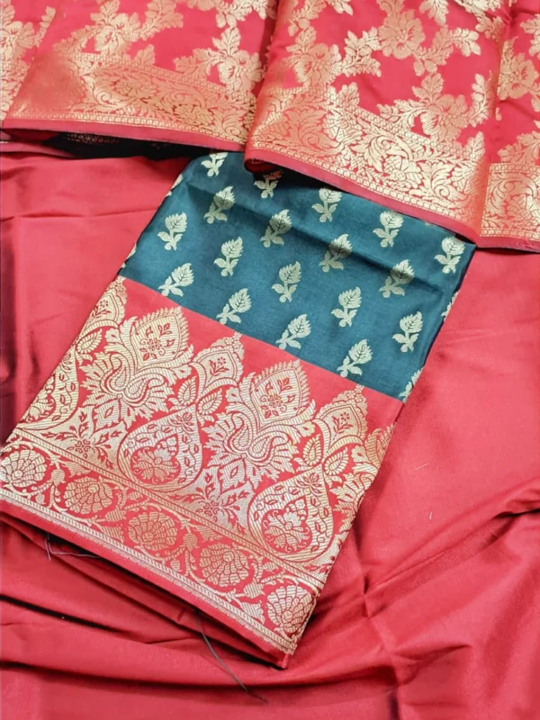 Banarasi Silk Zari Work Premium Suit Material with Heavy Dupatta