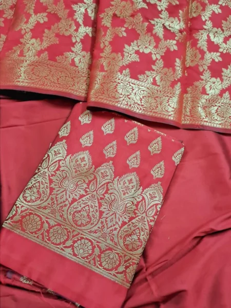 Banarasi Silk Zari Work Premium Suit Material with Heavy Dupatta