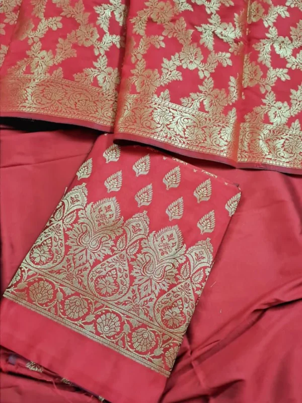 Banarasi Silk Zari Work Premium Suit Material with Heavy Dupatta