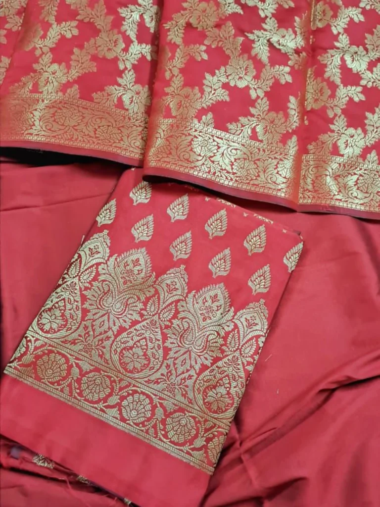 Banarasi Silk Zari Work Premium Suit Material with Heavy Dupatta