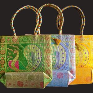 (Pack of 3) Traditional Banarasi Handbags10/10" | Banarasi Silk Bags