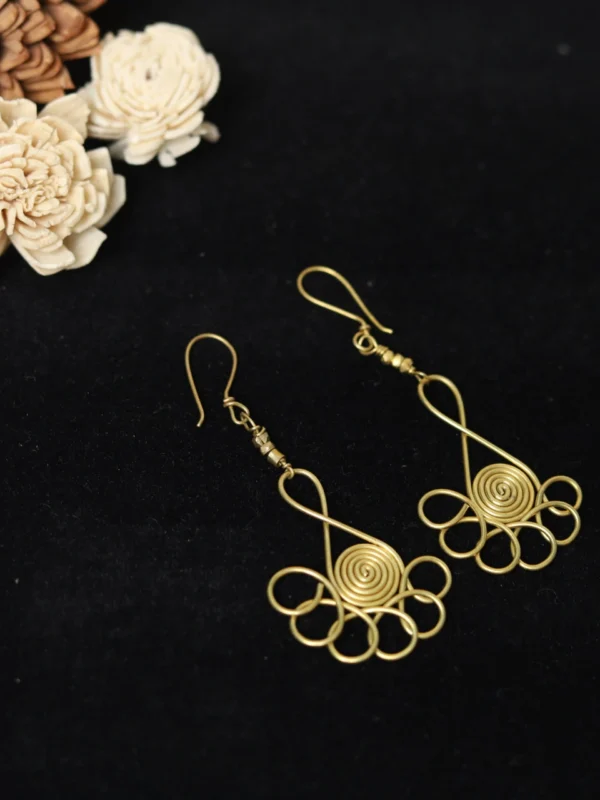 Dokra S-Shape Flower Earrings