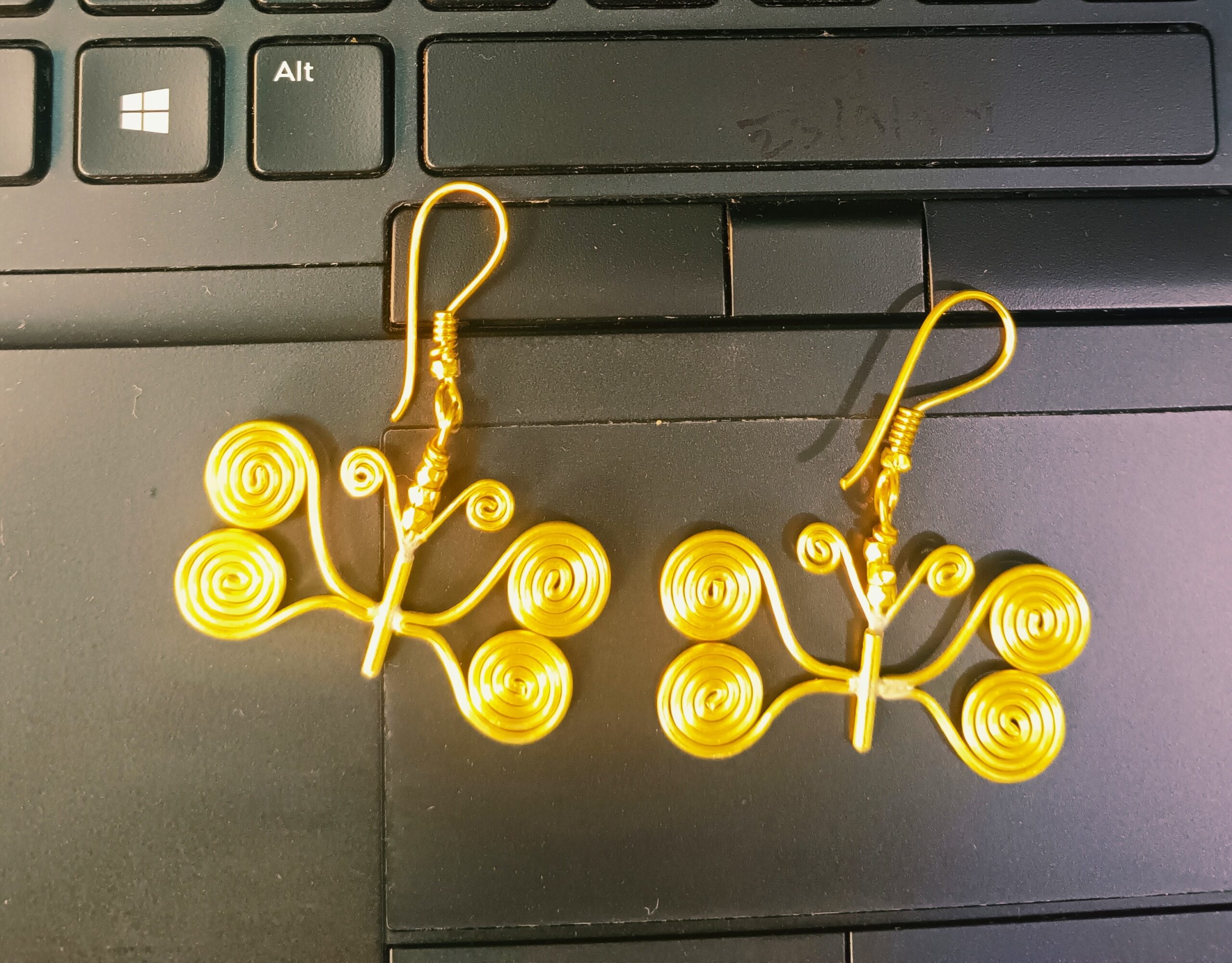Yellow - Bowfin Fish Dokra Brass Handcrafted Earrings 10