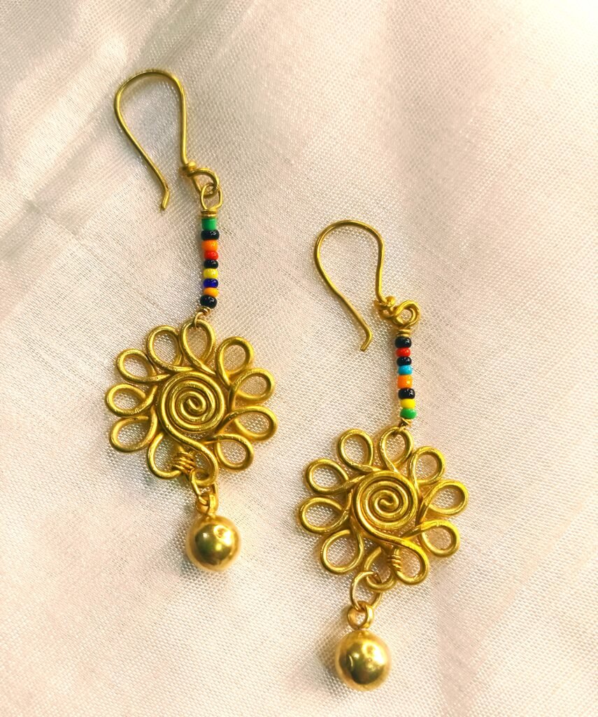 Authentic, dokra, brass metal earrings