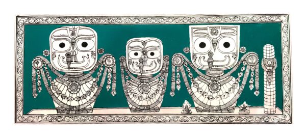 Shree Jagannath pattachitra painting on silk,wall decor ,unframed, 20inch*10inch