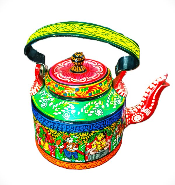Dushavataar,Pattachitra painting on kettle, remarkable crafted decor,height9inch&width8inch