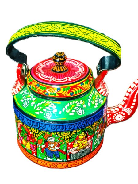 Dushavataar,Pattachitra painting on kettle, remarkable crafted decor,height9inch&width8inch