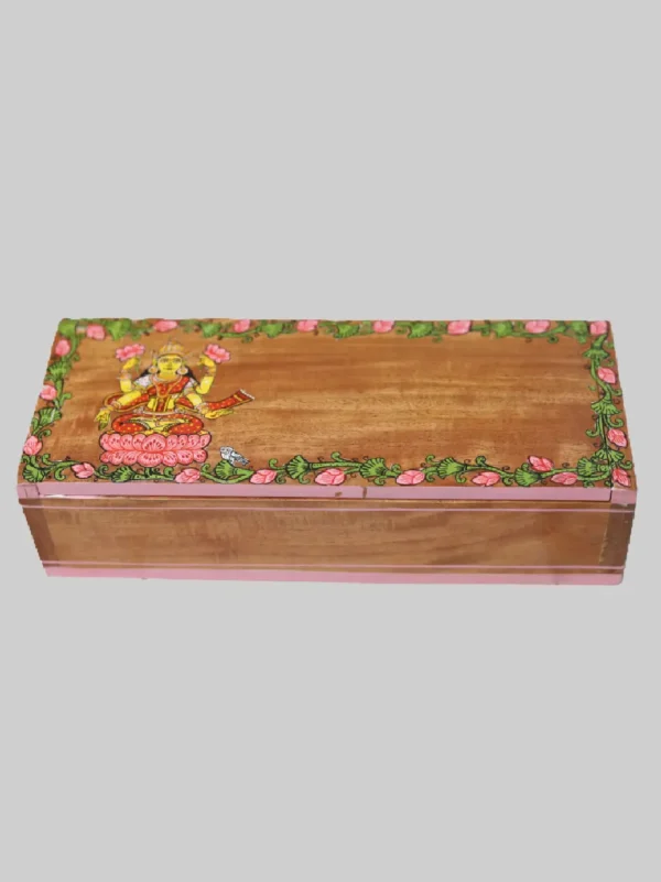 Wooden Box with Well-Crafted Painting of Maa Laxmi