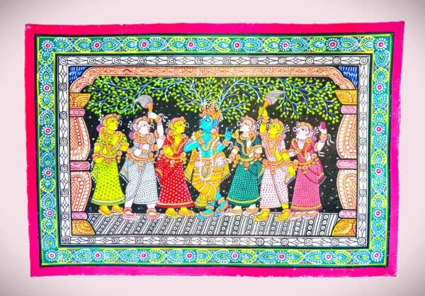 Shree Radhakrishna Pattachitra  painting on patta ,wall decor, unframed,20inch*13inch