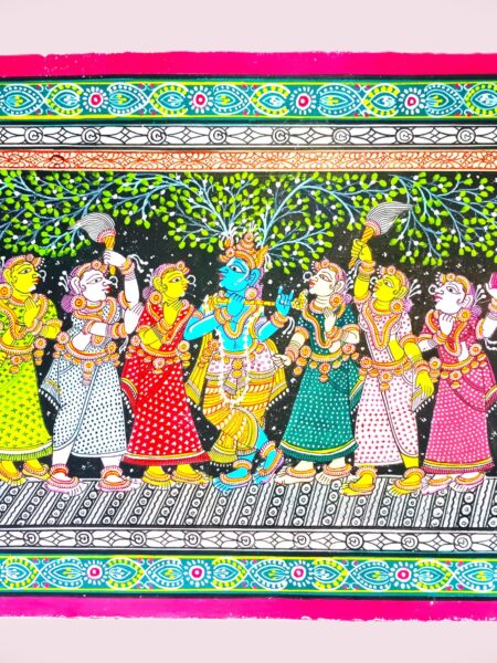 Shree Radhakrishna Pattachitra  painting on patta ,wall decor, unframed,20inch*13inch
