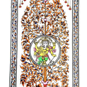 Shree Ganesh pattachitra painting on silk,wall decor ,unframed 20inch*10inch