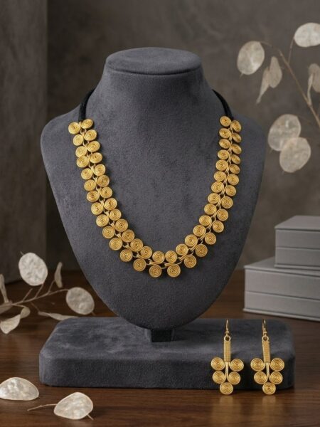 Traditional Dokra Spiral Necklace with Earrings
