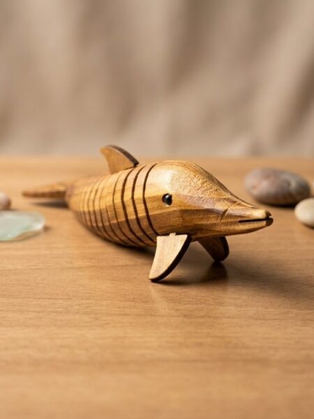 Wooden dolphin, uniquely crafted, adjustable, L-13inch,W-3inch