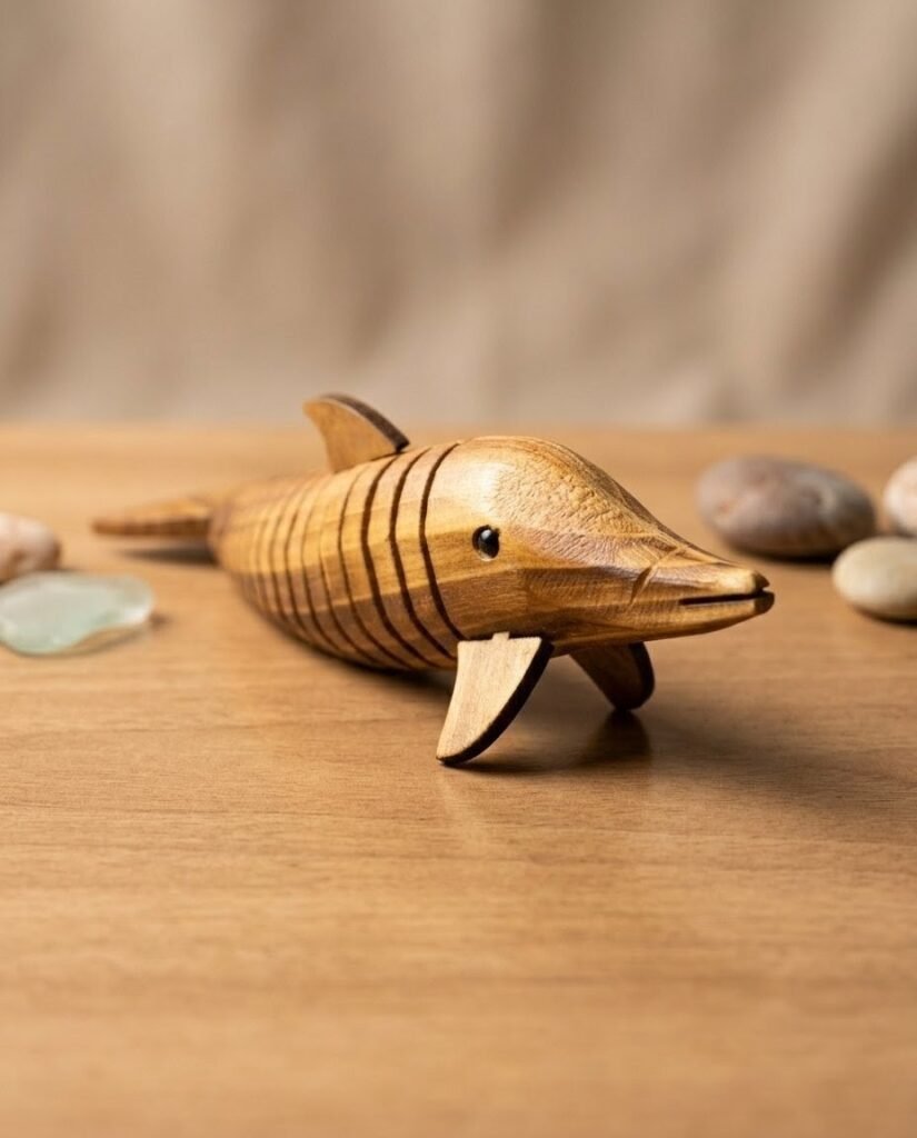 Wooden dolphin, uniquely crafted, adjustable, L-13inch,W-3inch