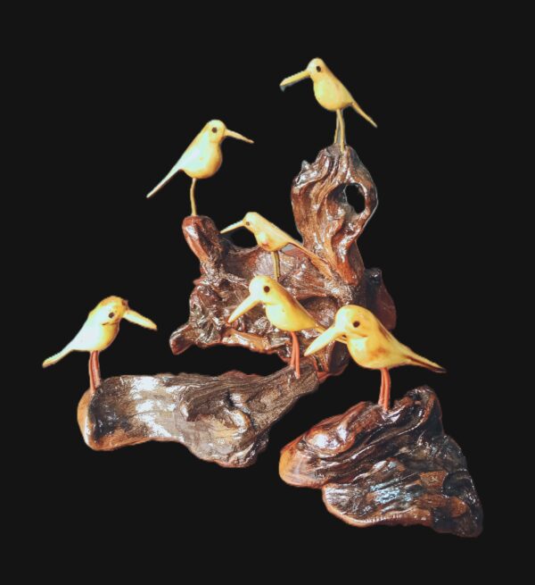 Aesthetic, hand carved, wooden bird with peculiar perch, height-5inch,width-7inch - Image 2