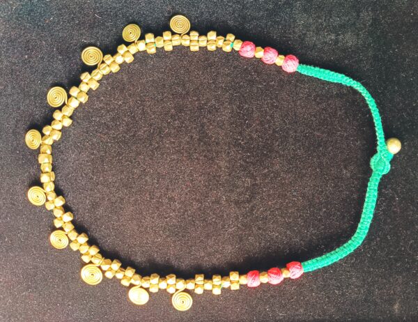 Authentic, dokra spiral necklace with multi colour thread - Image 2