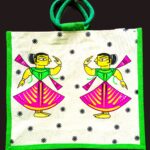 Trendy, Stylish, Dancing Lady,  jute bags, 16x14 inch, green-colour Image