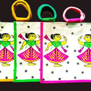 Dancing Lady Motif Jute Bags