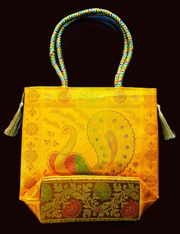 (Pack of 3) Traditional Banarasi Handbags10/10" | Banarasi Silk Bags - Image 4