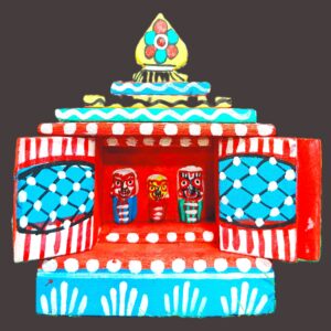 Wooden temple, with beautiful painting, l-13cm, w-6cm, height-20cm