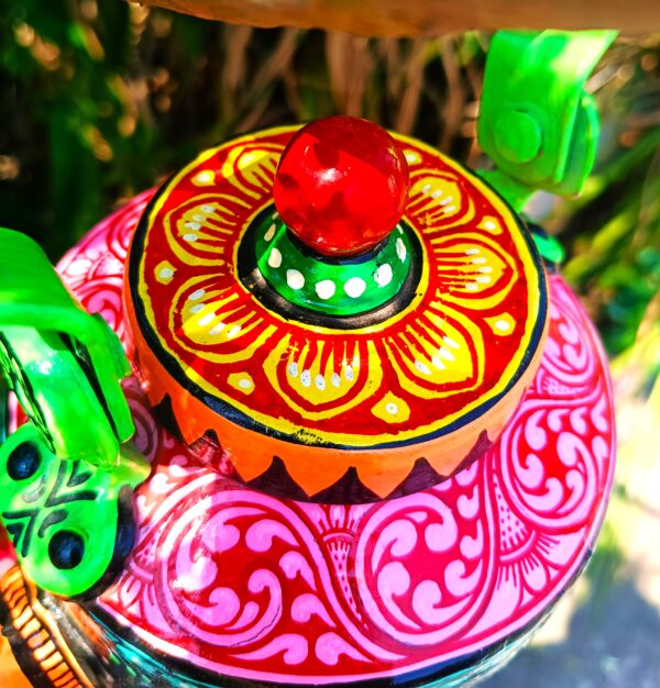 Remarkable, Pattachitra painting on kettle,  L-7,W-5,H-6inch - Image 4