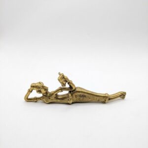 Dokra metal Art, Hand-made Tribal Art, Unique show piece, Figurine of Lady lying & reading
