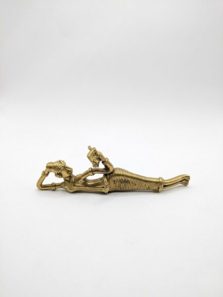 Dokra metal Art, Hand-made Tribal Art, Unique show piece, Figurine of Lady lying & reading