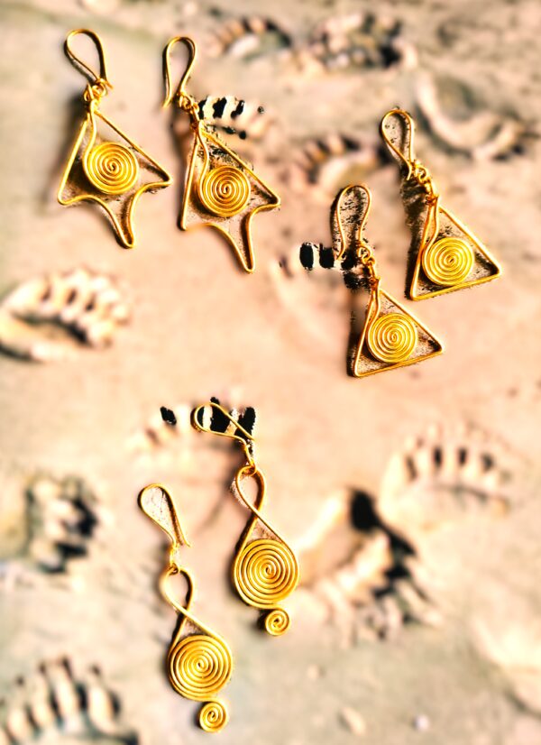 Authentic, Hand-made, Dokra earrings, (set of 3)
