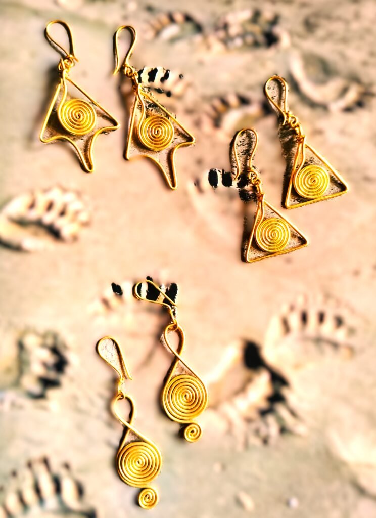 Authentic, Hand-made, Dokra earrings, (set of 3)